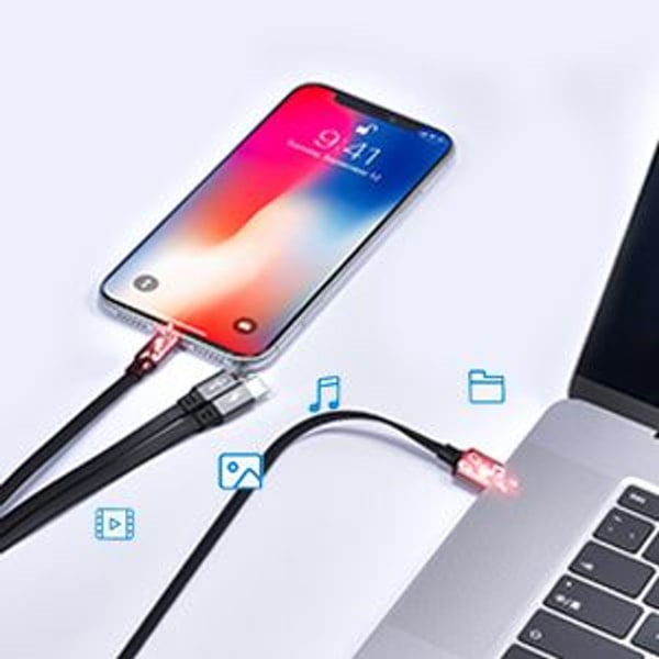 3-i-1 laddningskabel, [3A/1M/2st] flexibel universell USB-kabel, med iP C-typ KLB