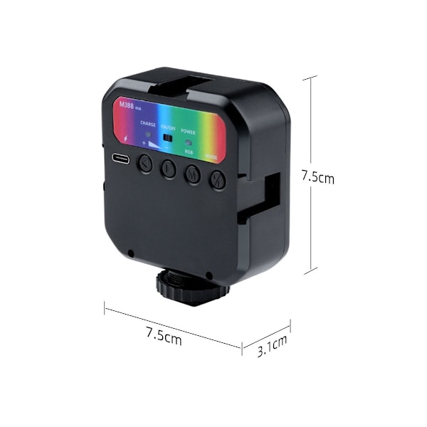 RGB LED-kameravideolampe, LED-videolys mini oppladbar LED-videolys, dimbar profesjonell fotolampe for vlogging-filming