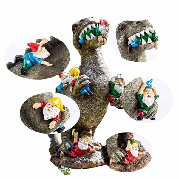 Dinosaur som spiser dverg hagekunst Art Deco utendørs statue Art Deco