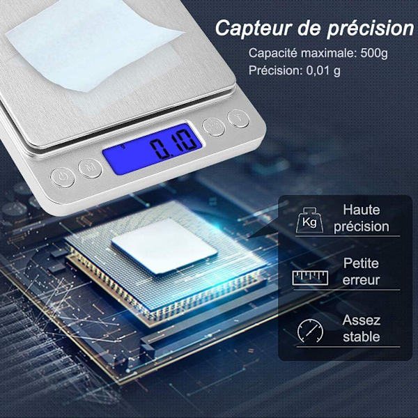 AMIR Digitala köksvågar 500g Mini Bead Vågar Köksvågar LCD-display KLB