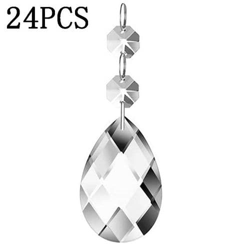 24 stk) 38 mm dråpeformet krystallanheng krystallglass lysekroneprisme