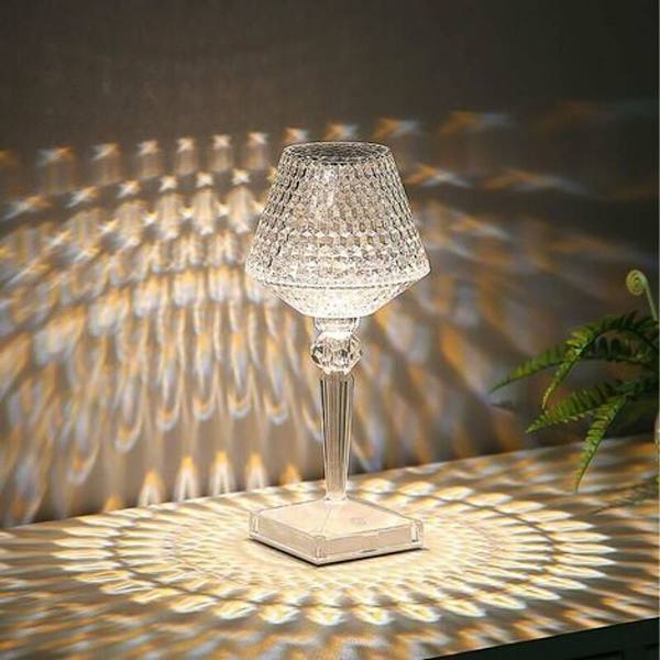 Krystall Touch nattbordslampe, dimbar bordlampe KLB