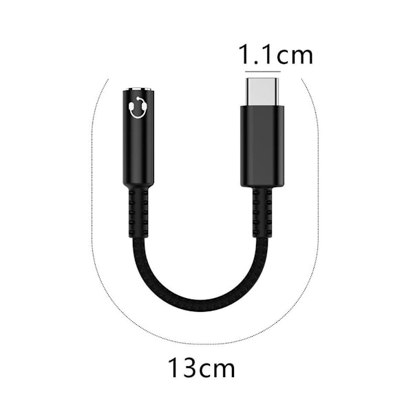 USB-C til 3,5 mm Hovedtelefonadapter (2-pak), USB Sort