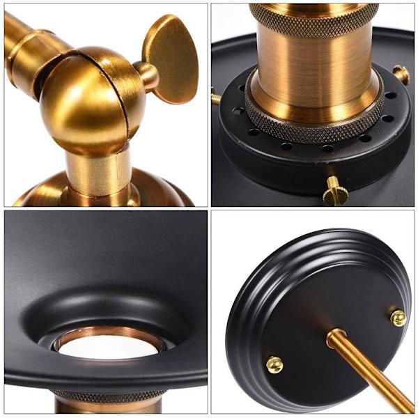 Vegglampe, 2 flammer, metallskjerm, vintage industriell svart KLB
