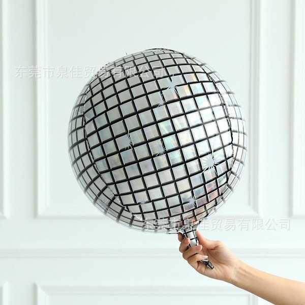 Förpackning med 6 disco spegelfolie ballonger, 70-tal 80-tal retro festdekoration KLB