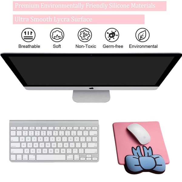 Musematte med håndleddsstøtte Smertelindring Ergonomisk mus Rosa