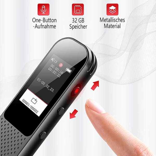 64 GB digital diktafon mini, 3072 Kbps stemmestyrt KLB