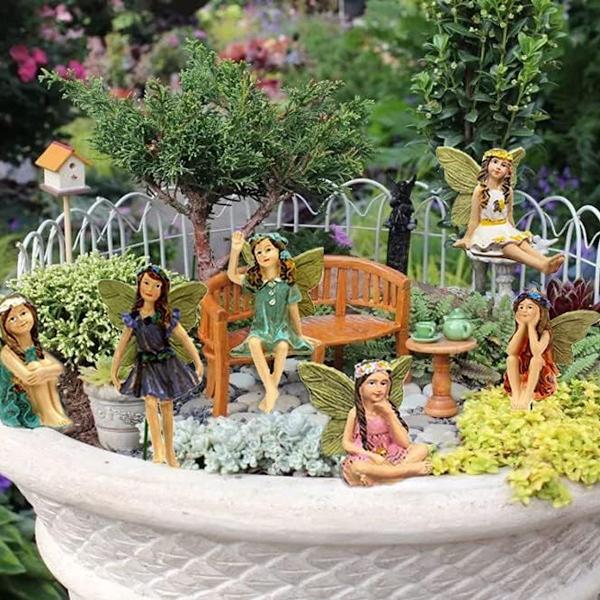 Indendørs og udendørs fehavetilbehør 6 miniaturefeer