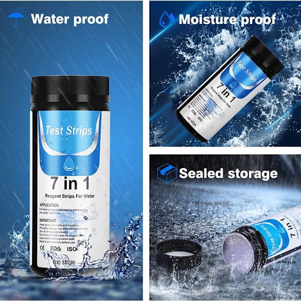Dustgo PH teststrimler pool 7 i 1 teststrimler whirlpool akvarium svømmebassin