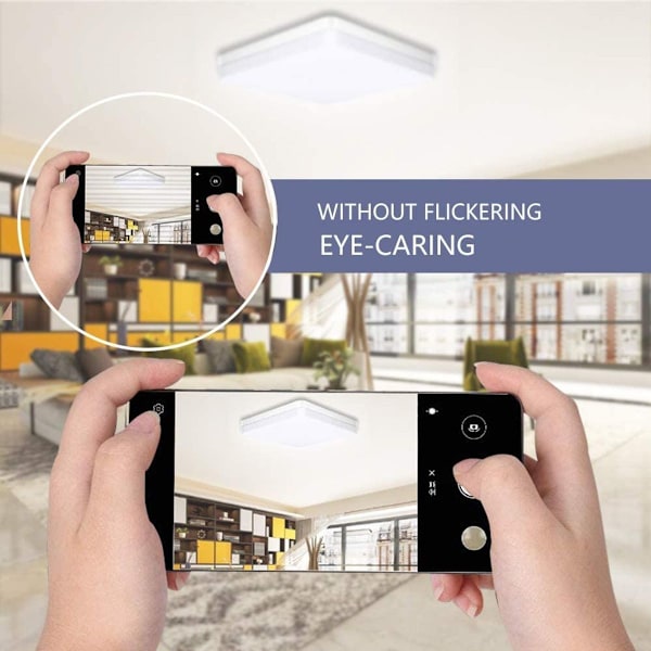 Ouyulong firkantet LED-taklampe, vanntett, IP54, naturlig hvitt taklys,