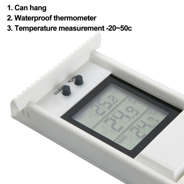 Digital inomhus/utomhus max min växthus termometer vit