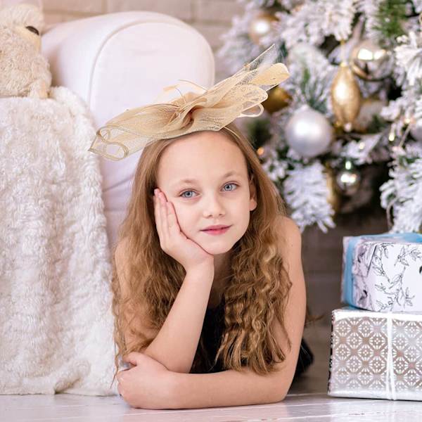 Kvinnors nätbröllopsfascinatorhatt (guld)