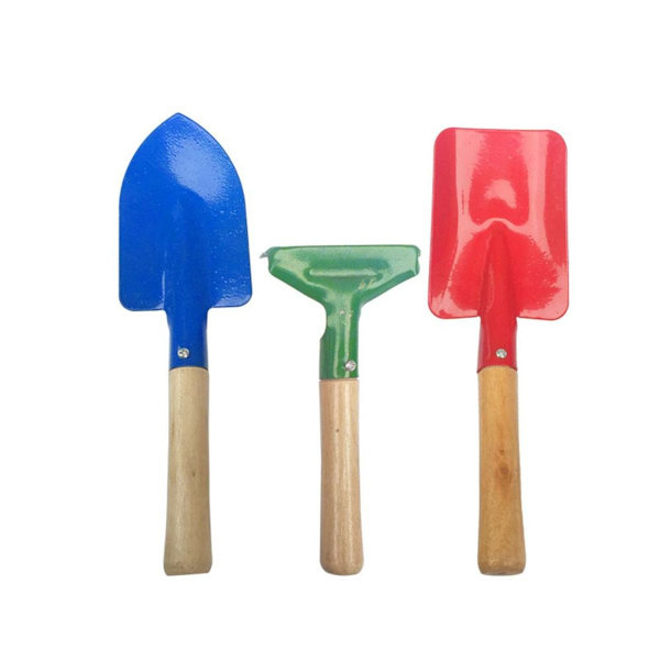 Målad mini metall spade, kratta och dagis utrustning, strandleksaker KLB