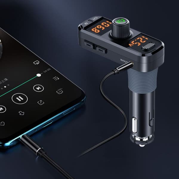FM-sender, bil Bluetooth 5.0-adapter radiotransmitter med dobbelt USB KLB