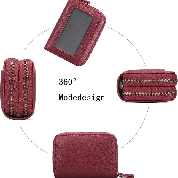 Liten lommebok i ekte skinn for kvinner med RFID-beskyttelse, Mini