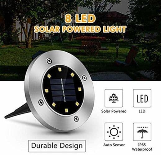 Solcellelamper for utendørs hagebelysning IP65 vanntett LED nedfelt spotlight