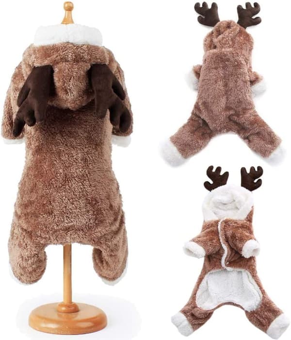 Søde Juleklæder til Hunde Varme til Vinter Mønster: Elg Til Katte og Hunde Julekostume til Teddy Terrier Chihuahua