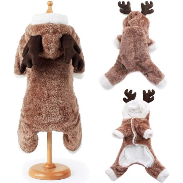 Søte juleklær for hunder, varme for vinteren, mønster: Elg for katter og hunder, julekostyme for teddy, terrier, chihuahua