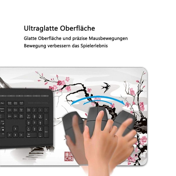 Japansk Pagode og Kirsebærblomst Gren Overdimensjonert Gaming Musematte