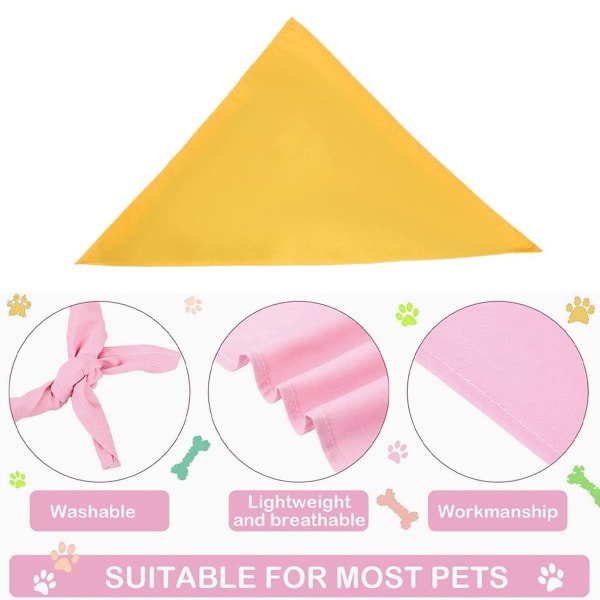 Hundebandanaer, vaskbare trekantede bomulds-tørklæder, gule