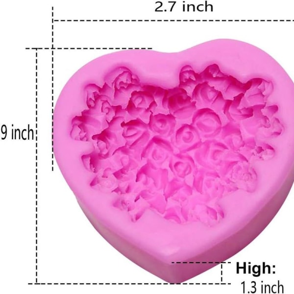 Silikon 3D Rose Flower Love Heart Mold DIY Fondant Sukker