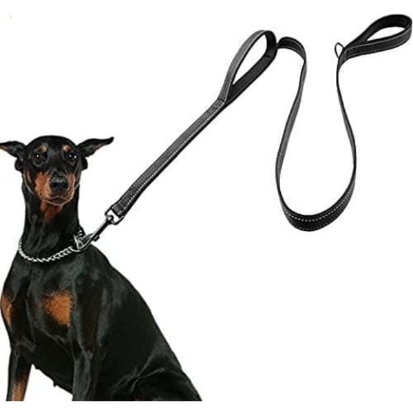 Stor hundekobbel, 1,4 m dobbelthåndtak, ingen trekk, sterk og holdbar nylon. Reflekterende design av stor og middels taugangstrening