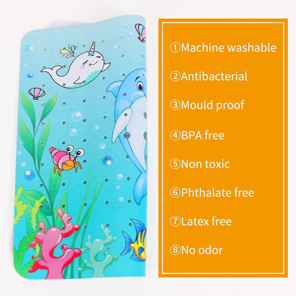 Dolphin Antislipp Dusjmatte, 53x53 CM Maskinvaskbar Badematte Antislipp Badekarmatte med Sugkopper