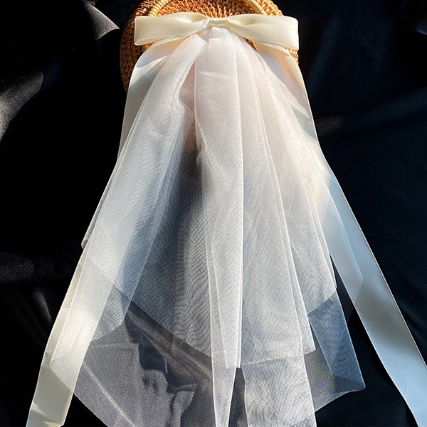Brudslöja Bröllopsslöja Brudslöja Tulle Slöja med Rosett Slips Bachel Stil3 KLB
