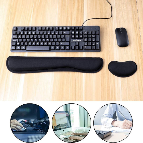 Ergonomisk musematte og håndleddsstøtte for tastatur, musematte i minneskum,