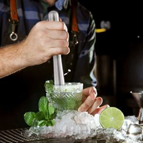Stål- og rørepinnesett i rustfritt stål, for bartendercocktails