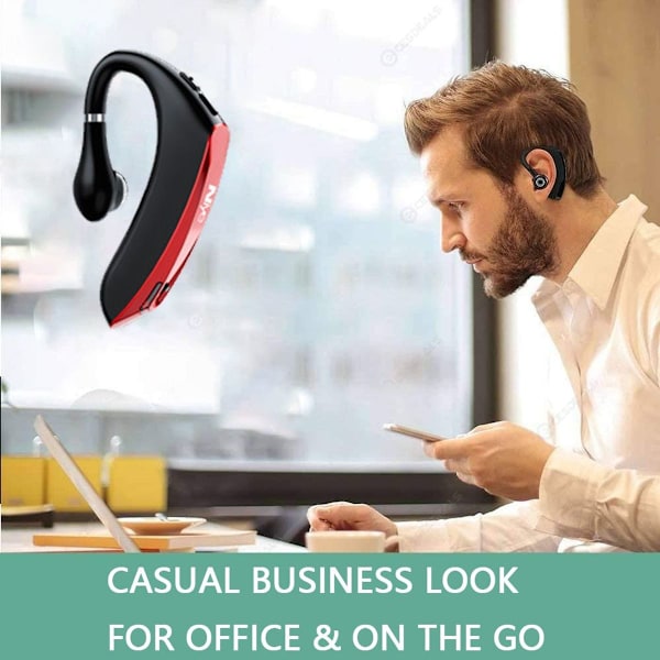 Bluetooth-øretelefoner Trådløs Monaural Business Headset Sort + Rød