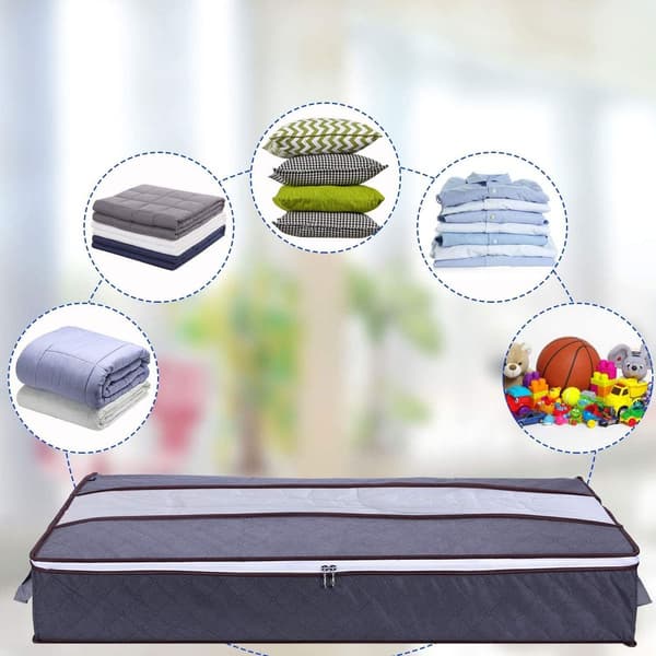 Sett med 3 store sammenleggbare fleece oppbevaringsposer under sengen