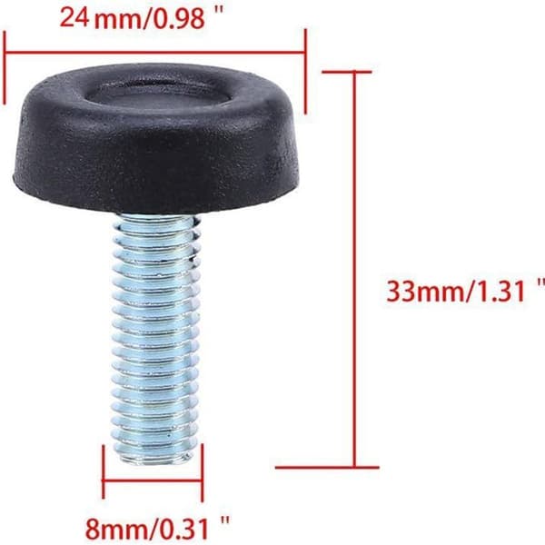 Sæt med 20 møbeljusteringsfødder - M8 x 24mm Justerbar KLB
