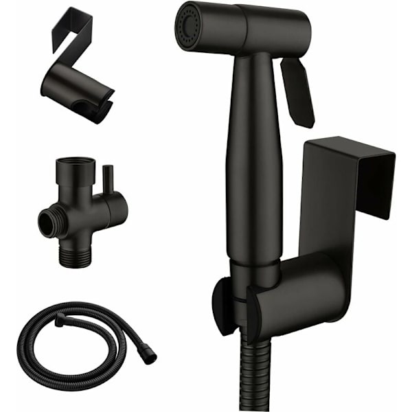 Rustfrit Baby Ble Baby Ble Sprayer i Rustfrit Stål + 1,5 Slange + Montering, Toilet Bidet Tilbehør til Badeværelse til Kæledyrshygienisk Rengøring, Mat Sort KLB