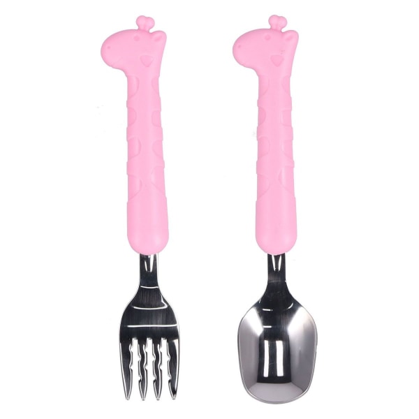 2 stk/sett Gaffel Skje 304 Rustfritt Stål Barnebestikk Rosa KLB