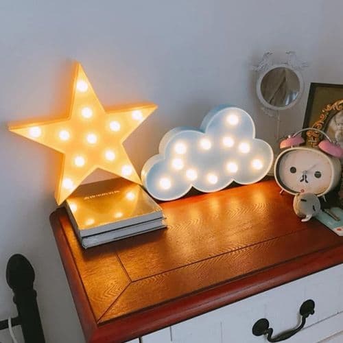 Takefuns 3 stk. LED Natlampe Sød Stjerne Måne Vægskrivebord