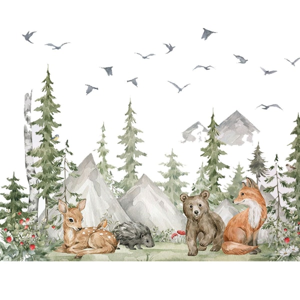 Mountain Wall Stickers Large Tree Wall Stickers Peel and Stick Forest Tree Forest KLB