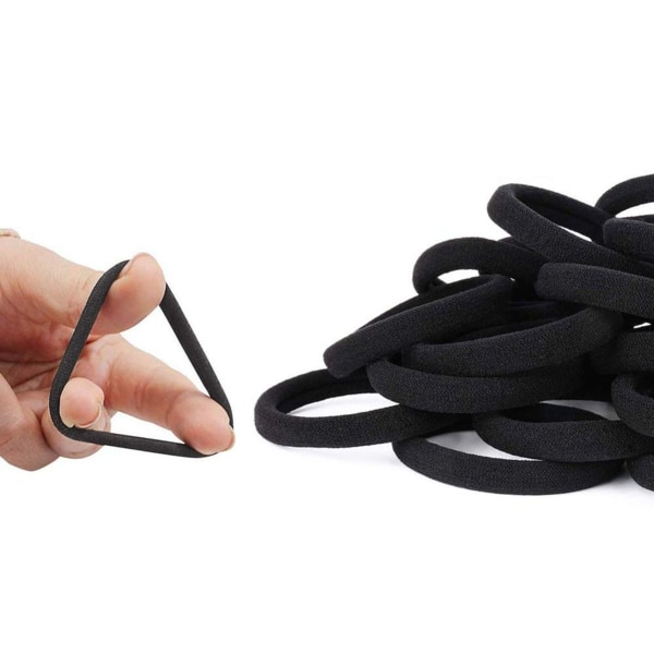 Pakke med 100 sorte hårelastikker, sorte bløde elastiske hårspænder til D KLB