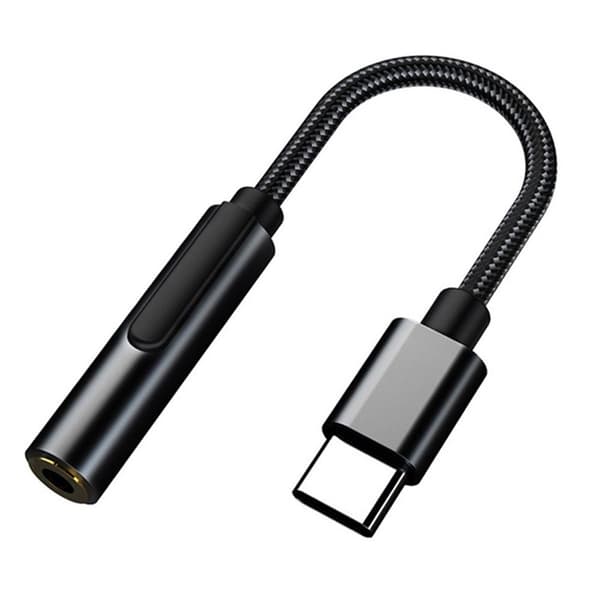USB C til 3,5 mm lydadapter hann til hunn kabel for mer grå