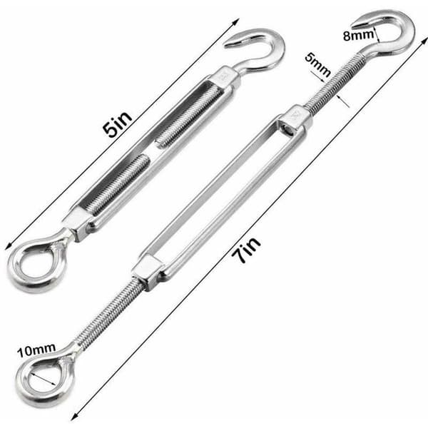 M5 strammeskruer kroker og se, 10 stk rustfritt stål strammeskrue wire strammer, rob