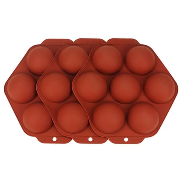 3 stk. Halvcirkel Silikon Kageforme Chokolade Bombeforme (Brun)