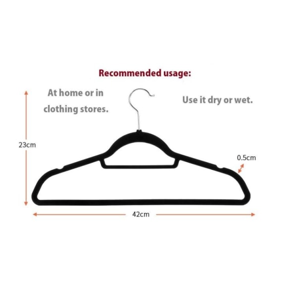 Velvet,Non-Slip Suit Hangers,Black-Pack of 10