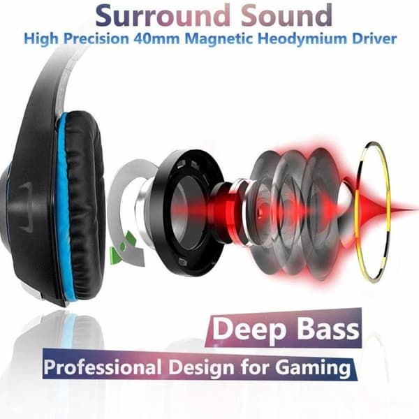 Gaming headset med mikrofon til PC/PS4/Xbox one/Playstation 4 (blå)