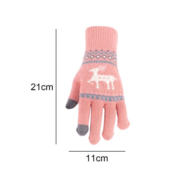 Julehansker vinter strikket varm hanske for kvinner og jenter rosa