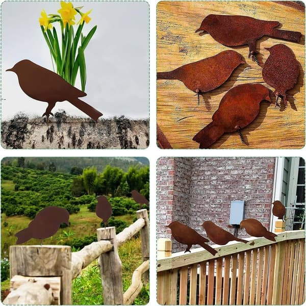 Rusty Birds with Screw Garden Bird Silhouette KLB