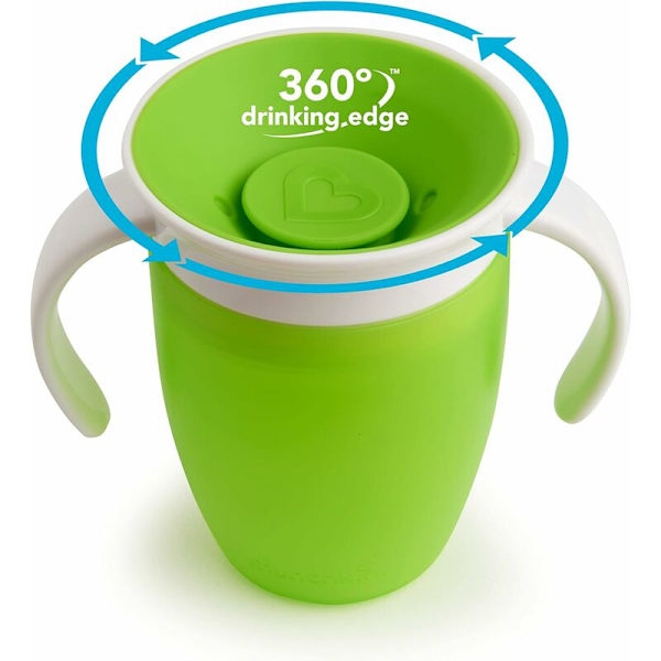 360 Lärande Kopp, 360 Baby Kopp, BPA-Fri Barnkopp med Handtag, Läckagesäker Magisk Kopp, Diskmaskinssäker, Baby Glas 6 Månader och Uppåt (Grön) KLB