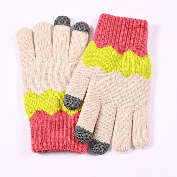 Dam vinter touchscreen ull magiska handskar varma stickade fleece beige KLB