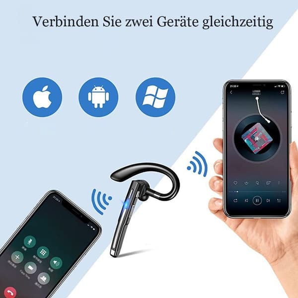 Bluetooth-headset, handsfree-headset med öronsnäcka och laddningsbox