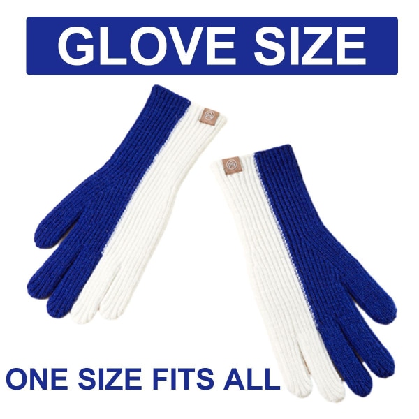 Kvinners Vinter Touchscreen Ull Magiske Hansker Varme Strikket Fleece Foret for Blå + Beige KLB