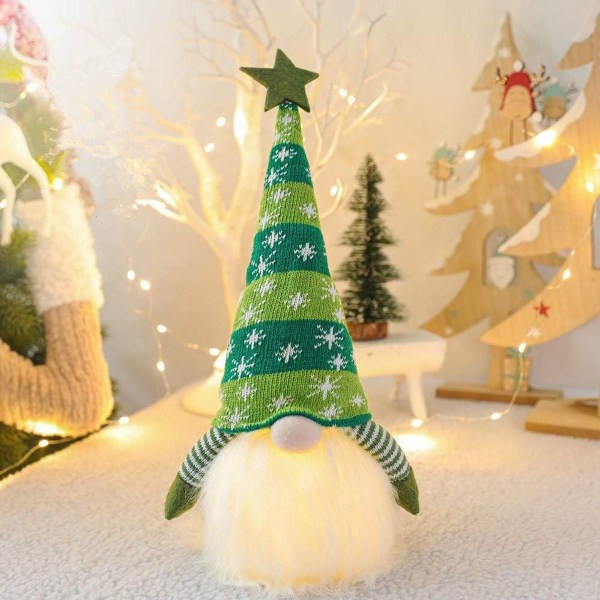 Illuminated Christmas Gnome Santa, Nordic Xmas Decoration Ha Green KLB